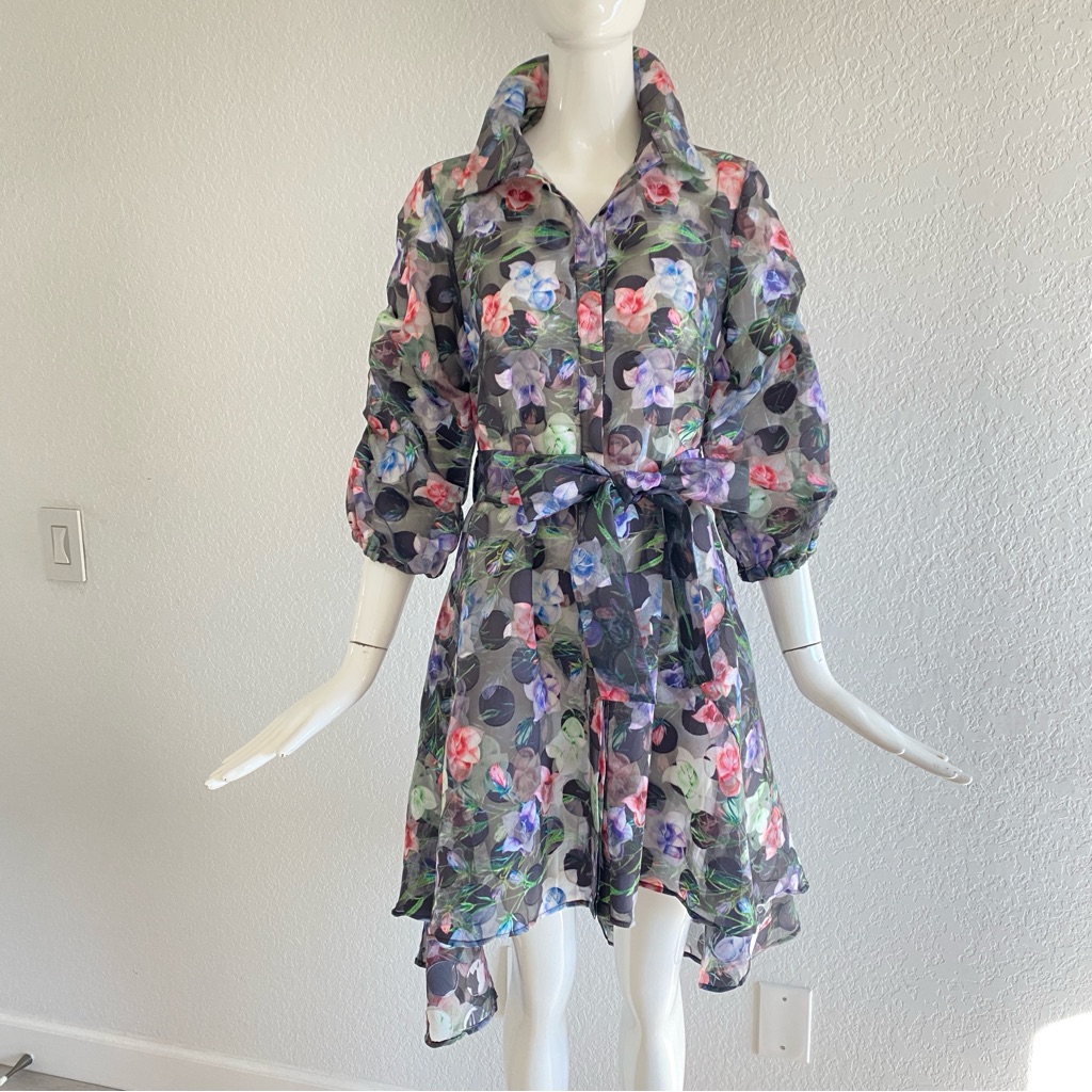 Floral Sheer Dress With Belt